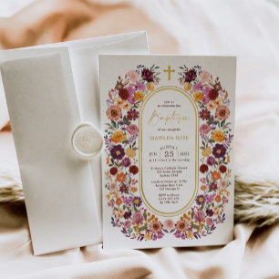 Dicke und helle Wildblume Garten Kruste Taufe Einladung