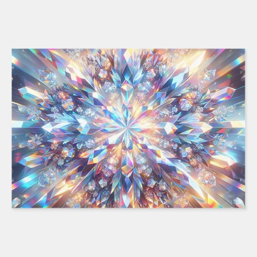 Dicke und holografische Kristalle Geschenkpapier Set (Vorderseite)