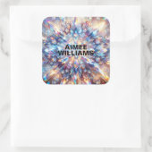 Dicke und holografische Kristalle Quadratischer Aufkleber (Tasche)