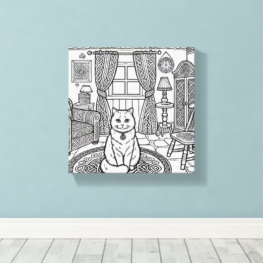 Dicke und leichte Katze #7 Leinwanddruck (Insitu (Holzboden))