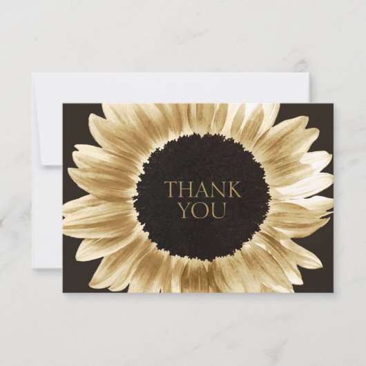 Dicke und moderne schwarze goldene Sonnenblume Dan Dankeskarte (Vorderseite)