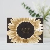 Dicke und moderne schwarze goldene Sonnenblume Dan Dankeskarte (Stehend Vorderseite)
