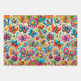 Dicke und Whimsical Butterfly Garden Geschenkpapier Set