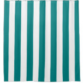 Dicke vertikale Streifen Aquamarin und weiß gestre Duschvorhang (Vorderseite)