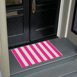 Dicke vertikale Streifen tief rosa und weiß gestre Fußmatte