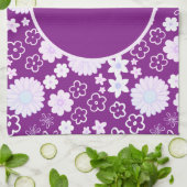 Dicke violette Blumen Blumenmuster mit Namen Geschirrtuch (Gefaltet)