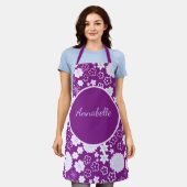Dicke violette Blumen Girly Floral Muster genannt Schürze (Getragen)