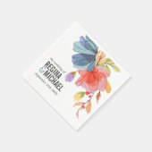 Dicke Wasserfarbenblaue Wildblumen Monogramm Hochz Serviette (Ecke)