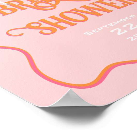 Dicke Wavy Frame Bow Rosa Orange Brautparty Poster (Ecke)