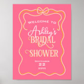 Dicke Wavy Frame Bow Rosa Orange Brautparty Poster (Vorne)