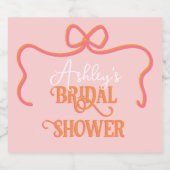 Dicke Wavy Frame Bow Rosa Orange Brautparty Schaumweinetikett (Einzelnes Label)