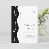 Dicke Wavy Side Frame Squiggle Moderne Hochzeit Einladung (Stehend Vorderseite)