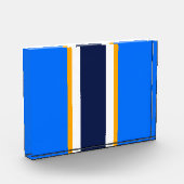 Dicke, weiße, gelbe, hellblaue Streifen Fotoblock (Links)