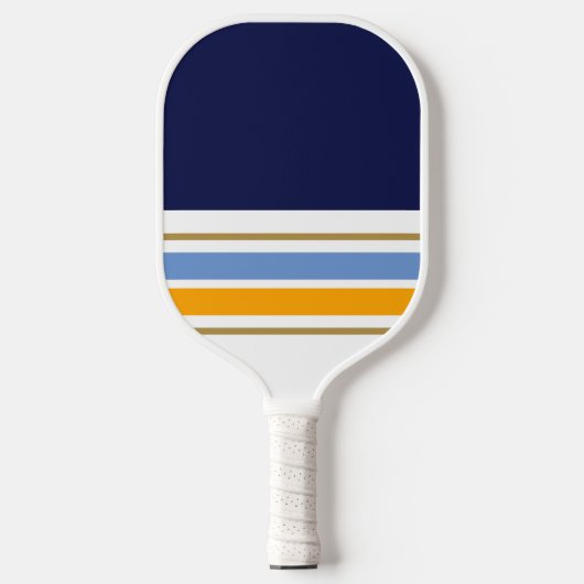 Dicke, weiße, hellblaue Streifen Pickleball Schläger (Vorderseite)
