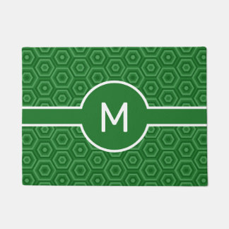 Dicke weiße Monogramm auf grüne, geschachtelte Hex Fußmatte