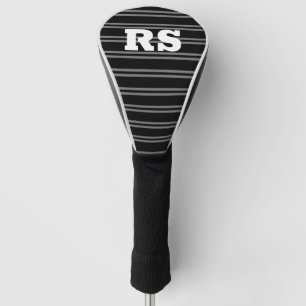 Dicke weiße Monogramm, graue Linien auf schwarz Golf Headcover