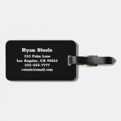 Dicke weiße Monogramm, Lt Gray Linien auf schwarz Gepäckanhänger (Rückseite horizontal)