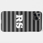 Dicke weiße Monogramm, Lt Gray Linien auf schwarz iPhone Hülle (Rückseite (Horizontal))