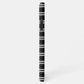 Dicke weiße Monogramm, Lt Gray Linien auf schwarz iPhone Hülle (Rechte Seite)