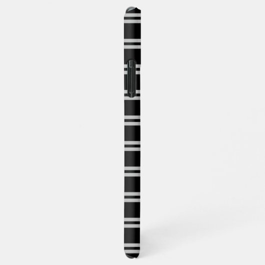 Dicke weiße Monogramm, Lt Gray Linien auf schwarz iPhone Hülle (Rechte Seite)