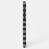 Dicke weiße Monogramm, Lt Gray Linien auf schwarz iPhone Hülle (Linke Seite)