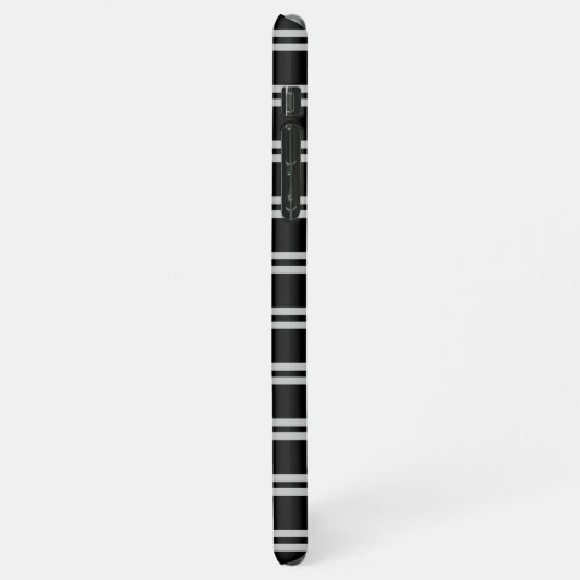 Dicke weiße Monogramm, Lt Gray Linien auf schwarz iPhone Hülle (Linke Seite)