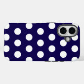 Dicke weiße Polka Punkte auf Navy Blue Case-Mate iPhone Hülle (Rückseite (Horizontal))