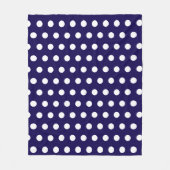 Dicke weiße Polka Punkte auf Navy Blue Fleecedecke (Vorderseite)