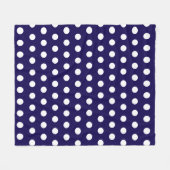 Dicke weiße Polka Punkte auf Navy Blue Fleecedecke (Vorderseite (Horizontal))