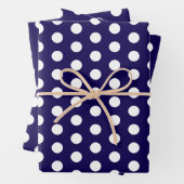 Dicke weiße Polka Punkte auf Navy Blue Geschenkpapier Set (Beispiel)