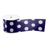 Dicke weiße Polka Punkte auf Navy Blue Satinband (Spule)