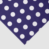 Dicke weiße Polka Punkte auf Navy Blue Seidenpapier (Detail)