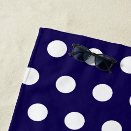 Dicke weiße Polka Punkte auf Navy Blue Strandtuch