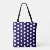 Dicke weiße Polka Punkte auf Navy Blue Tasche (Rückseite)