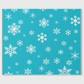 Dicke weiße Schneeflocken auf hellen Scuba Blue Ho Geschenkpapier (Flach)