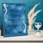 Dicke Wirbel mit blauen und weißen Kanten Monogram Fotoplatte (Seite)