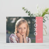 Dicke XOXO Valentinstag Fotokarte - Bubblegum Einladung (Stehend Vorderseite)