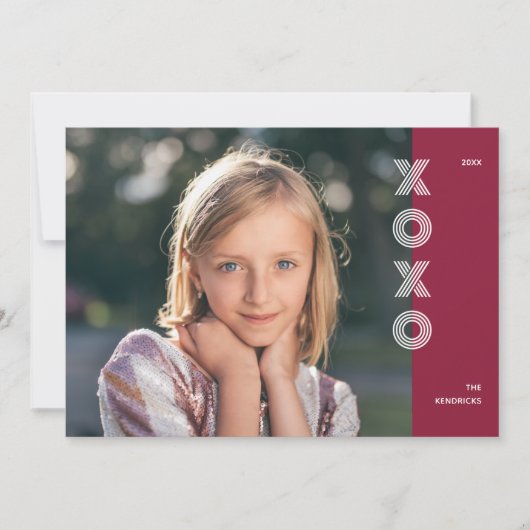 Dicke XOXO Valentinstag Fotokarte - Cranberry Einladung (Vorderseite)