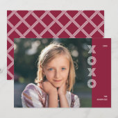 Dicke XOXO Valentinstag Fotokarte - Cranberry Einladung (Vorne/Hinten)