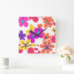 Dicke Y2K-Wildblume Lebendige Nostalgische Wohnges Quadratische Wanduhr