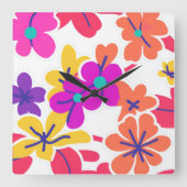 Dicke Y2K-Wildblume Lebendige Nostalgische Wohnges Quadratische Wanduhr (Vorderseite)