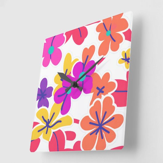 Dicke Y2K-Wildblume Lebendige Nostalgische Wohnges Quadratische Wanduhr (Winkel)