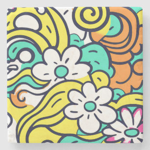 Dicke Y2K-Wildblume Lebhafte Nostalgische Frühling Steinuntersetzer