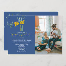 Dicke Yellow Navy Blue Monogram Foto Wedding
