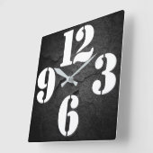 Dicke Zahlenfahne auf schwarzem Felsen Quadratische Wanduhr (Winkel)