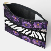 Dicke zebra lila, blumenschwarze Tasche (Offen)