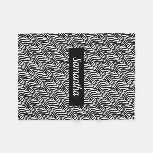 Dicke Zebra Streifen schwarz und weiß mit Namen Fleecedecke (Vorderseite (Horizontal))