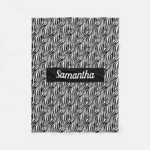 Dicke Zebra Streifen schwarz und weiß mit Namen Fleecedecke