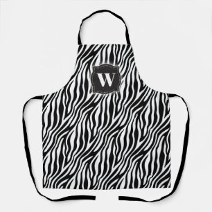 Dicke Zebra Streifen schwarz & weiß mit/Monogramm Schürze