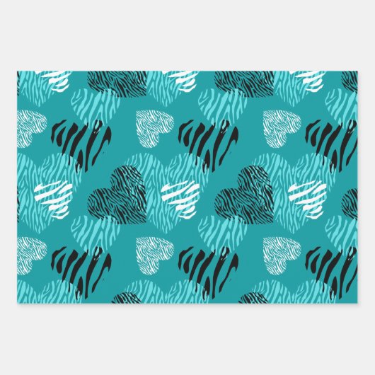 Dicke Zebra- und Leopard-Druckmuster Geschenkpapier Set (Vorderseite 3)